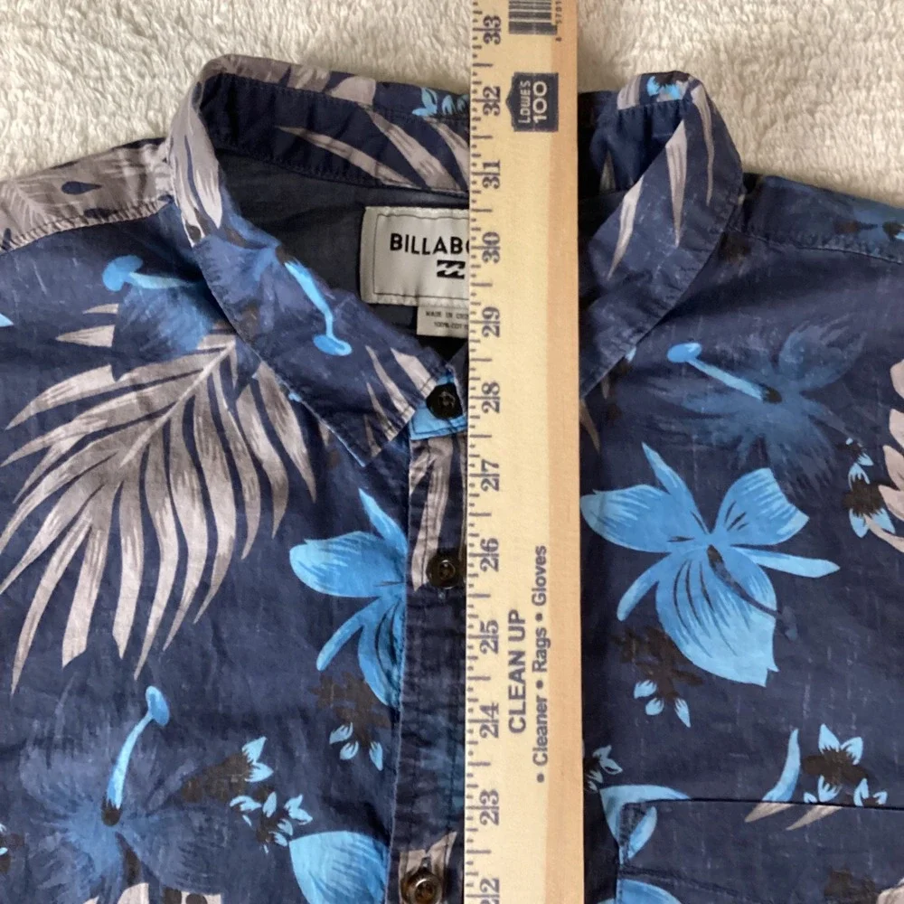 Billabong Mens XL Blue Tropical Floral Palm Leaf‎ Short Sleeve Button Down Shirt